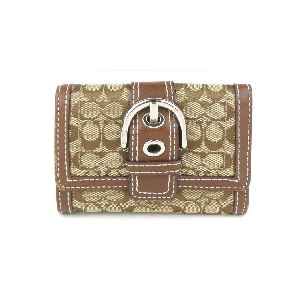 Coach Signature Khaki Mini C Trifold Micro Wallet